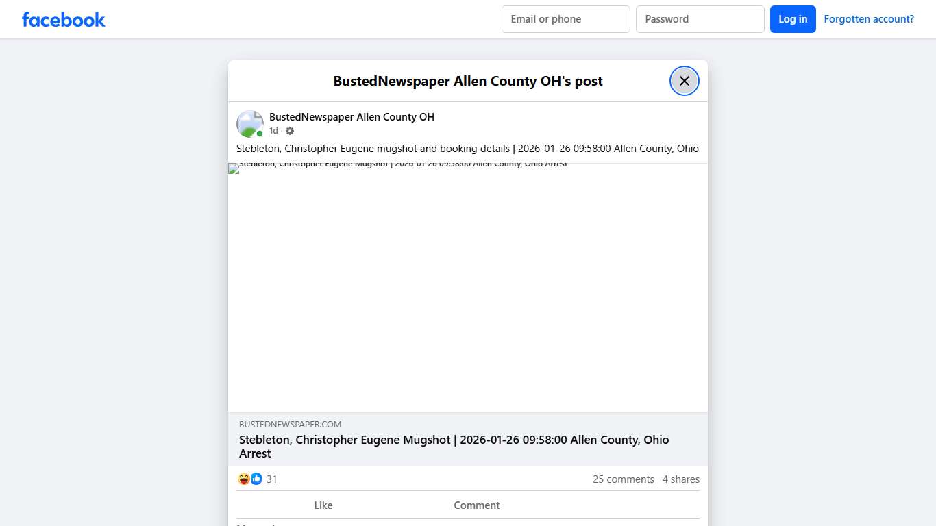 Stebleton, Christopher... - BustedNewspaper Allen County OH Facebook